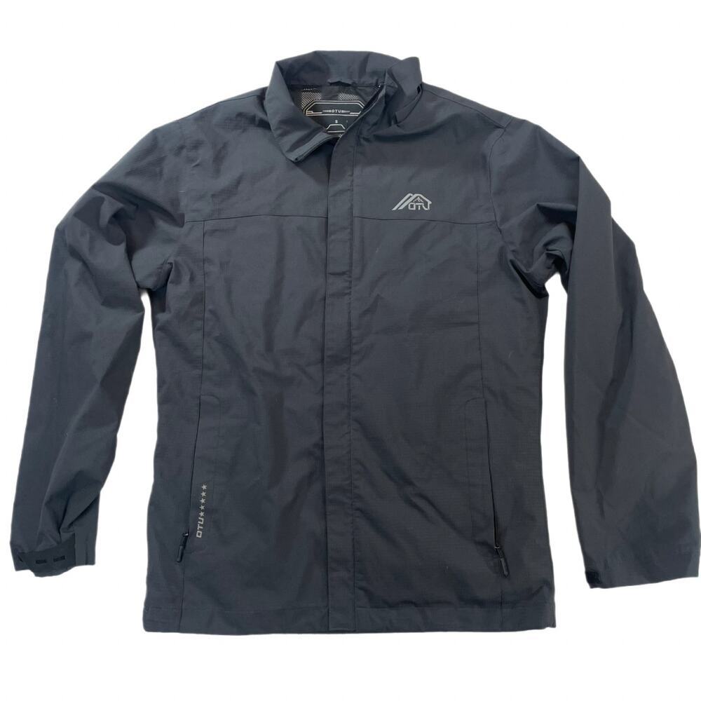 OTU Men's Lightweight Waterproof Breathable Mesh-Lined Rain Shell Jacket Black S